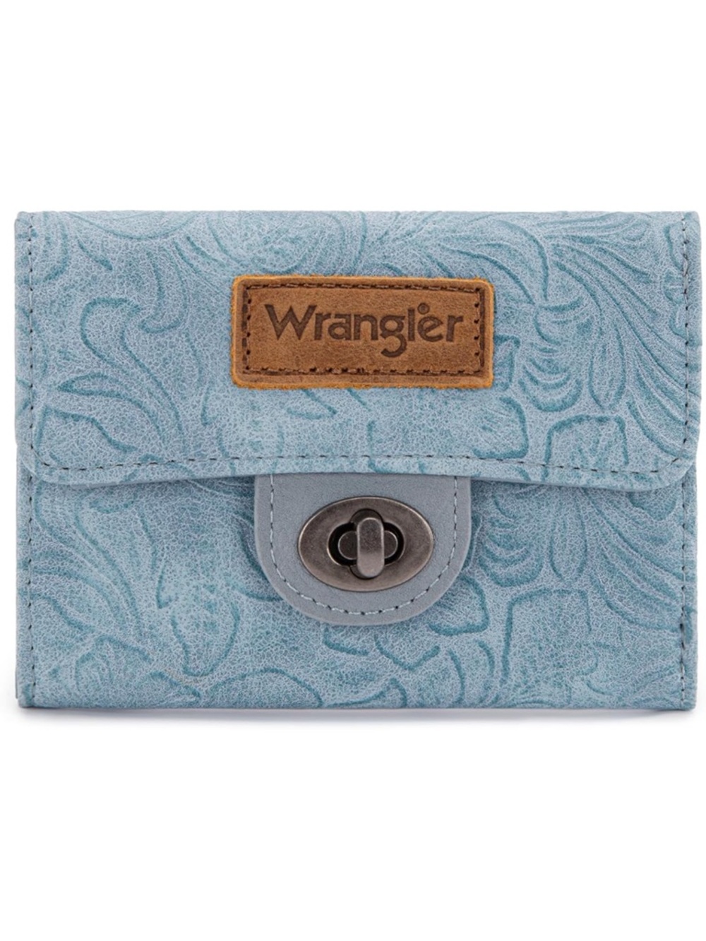 Wrangler Dusty Blue floral Embossed Leather Wallet
